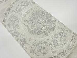 プラチナ箔九百錦丸文に花鳥模様織出し袋帯